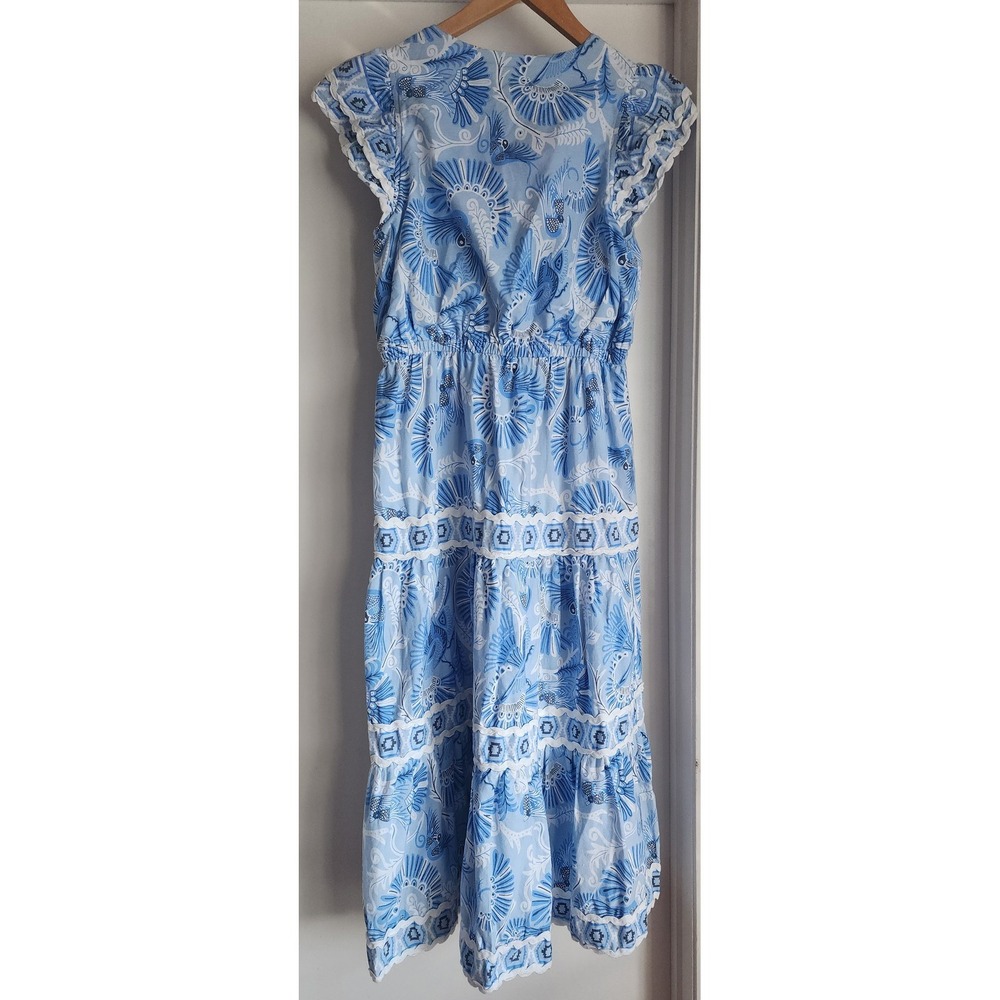 CK Bradley Sail to Sable Women's Maxi Dress Size M Blue Floral 100% Cotton - Picture 2 of 5